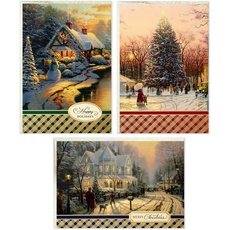 Hallmark Thomas Kinkade Weihnachtskarten-Sortiment, verschneite Szenen (3 Designs, 24 Weihnachtskarten mit Umschlägen)