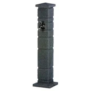 Wasserzapfstelle anthrazit - Wasserentnahmestelle Romana black granit aus hochwertigem Kunststoff mit Wasserhahn - Grau