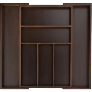 Relaxdays Besteckkasten Schublade Bambus Organizer dunkelbraun