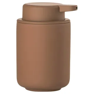 Zone Denmark Ume Seifenspender für Flüssigseife, Steingut/Keramik mit Soft Touch-Beschichtung, Skandinavisch im Design, 250 ml, Höhe 12,8 cm, Terracotta