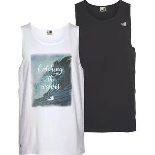 Tanktop OCEAN SPORTSWEAR, Damen, Gr. XL (56/58), schwarz-weiß (schwarz, weiß, bedruckt, bedruckt), Single Jersey, Obermaterial: 100% Baumwolle, bedruckt, unifarben, Basic, Rundhals, Tops Tanktop, in Baumwoll -Qualität
