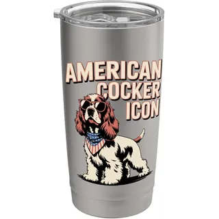 American Cocker Icon | Lustiger Cocker Spaniel mit Sonnenbrille Doppelwandiger Edelstahl-Thermobecher