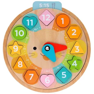 Petit Collage Mehrsprachige + Zählen + Farben Lernuhr Aus Holz - Multicolor - One Size