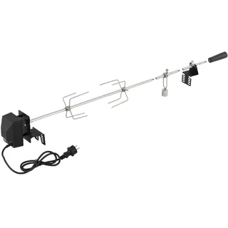 tepro Universal-Grillspieß Set mit Motor, Drehspieß aus Edelstahl, Netzbetrieb, mit 4x Fleischnadeln und 2 Fleischkammern, Spießlänge ca. 83 - 108,5 cm (inklusive Handgriff)