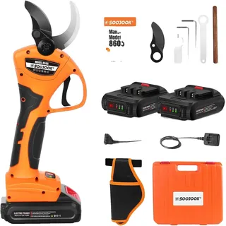 Elektrische Baumschneider, bürstenloser Motor, ergonomisches Design, Gelb, zwei Batterien