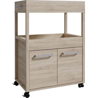 Servierwagen >Home Bar< auf Rollen, in Sonoma Eiche Dekor- 60x88,5x40cm (BxHxT) - Braun