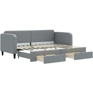 vidaXL Tagesbett Ausziehbar mit Schubladen Hellgrau 80x200 cm Stoff - Grau