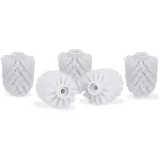Relaxdays WC Bürstenkopf im 5er Set, lose Toilettenbürsten 9,5 mm Gewinde, Ersatzbürstenkopf Durchmesser 7 cm, weiß