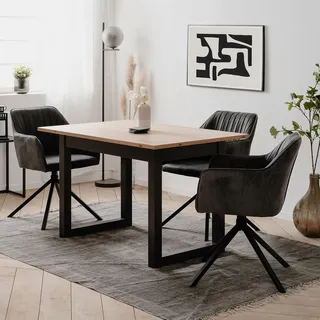 Homestyle4u Esstisch Holztisch Küchentisch 120 x 80 cm Ausziehbar Industrial Style - Naturbelassen
