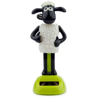 Shaun das Schaf Solar Wackel- Figur schwarz/weiß/grün, Bedruckt, 100% Kunststoff.