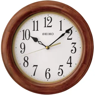 Seiko Klassische Wanduhr aus Holz, rund, 30,5 cm