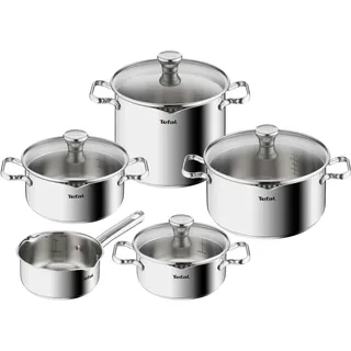 Tefal Duetto Topf-Set 9-tlg. Stielkasserolle 16 cm + Kochtopf 18 cm + Kochtopf 20 cm + Kochtopf 22 cm + Kochtopf 24 cm