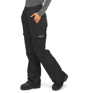 ARCTIX Damen Lumi Cargo-Schneehose zum Überziehen mit Fleece gefüttert, Schwarz, Large/29 Inseam