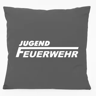 Huuraa Kissen Jugend Feuerwehr Schriftzug Geschenk | 40x40cm mit Füllung Steel Grey Baumwolle Dekokissen Geschenkidee Graues Sofakissen dekoratives Zierkissen