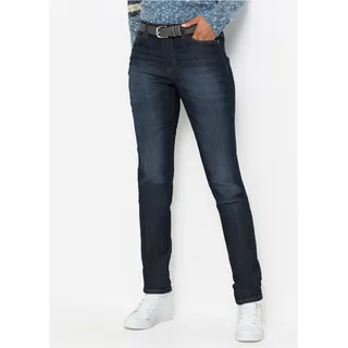 bonprix Mom-Jeans im Five-Pocket Style mit farbig abgesetzten Nähten, blau