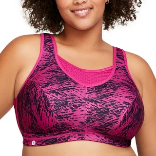 Große Größen Plusgröße Bustier Elite Sport-BH mit bestem Halt ohne Bügel Nr. 1067, Fuchsia Print, 80G