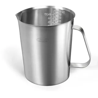 Newness Messbecher Edelstahl, 1500 ML [3 Messskalen, einschließlich Cups Skala, ML Skala, OZ Skala] Edelstahl-Messbecher Milchkännchen mit Markierung mit Griff, Messkanne Milk Pitcher