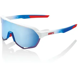 100% Sport Sonnenbrille S2 - TotalEnergies Team Hiper Mirror Lens weiss/blau - 1 Brille, mit Hardcase