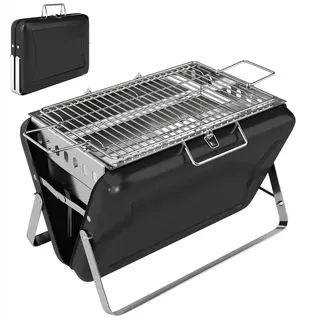 Outsunny Holzkohlegrill Edelstahl Schwarz , Metall , 28x25.5x40 cm , Grills, Holzkohlegriller