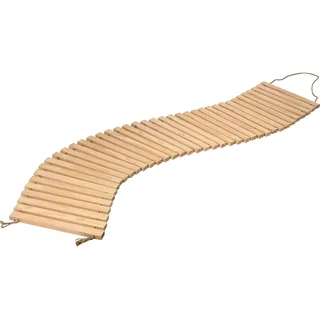 dobar® Green Label Mobiler Garten-Holzweg aus Douglasie - Ausrollbarer Gartenweg aus Massivholz - Rollweg für den Garten/Terrasse inklusive Tragegriffen aus Jute - Natur