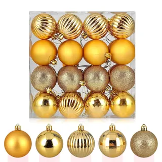 Uten Weihnachtskugeln Gold, Christbaumkugeln Weihnachtsdeko als Saisonal Deko Hochzeitsdeko 32 Stück (6CM-Golden)