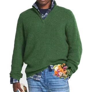 MAOAEAD Herren-Pullover aus Kaschmir, Business-Casual-Reißverschluss, 1/4-Reißverschluss, langärmelig, Rollkragenpullover