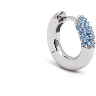 SINGULARU - Einzelner Creolen-Ohrring Alma Pink. Messing mit Rhodium-Beschichtung und Zirkonia. Schmuck für Damen.