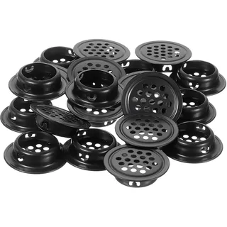 sourcing map 20 Stück Runde Lüftungsgitter, 25mm Edelstahlmaschenloch Runde Soffit-Lüftungsgitter für Schuhschrank, TV-Schrank, Kleiderschrank Schwarz