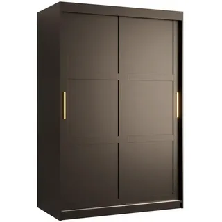abiks möbel Schwebetürenschrank, Schwarz, Kunststoff, Nachbildung, 5 Fächer, 120x200x62 cm, Schlafzimmer, Kleiderschränke, Schwebetürenschränke