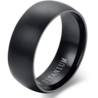 Cupimatch Titan Ring Herren Bandring Finger Ringe Glatt, Ehering Verlobungsring Freundschaftsring Schwarz, Größe 63