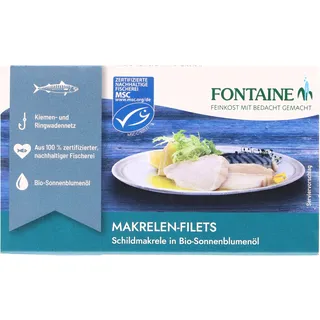 Fontaine MSC Makrelenfilets In Sonnenblumenöl 120g Packung