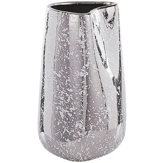 Beliani Dekovase Steinzeug silber Cirta , Silberfarben , Mode , 27 cm , Dekoration, Vasen, Keramikvasen