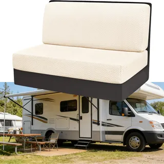 Eysbiy Polsterbezug Wohnwagen Beige, 2 Stück Wohnmobil Sitzbezüge Camper Kissenbezüge Wohnmobil Esstisch Kissenbezüge Sofa-Sitzkissenbezüge, Wohnmobil-Sitzbezüge Für Anhänger Reisemobilsitz Waschbar