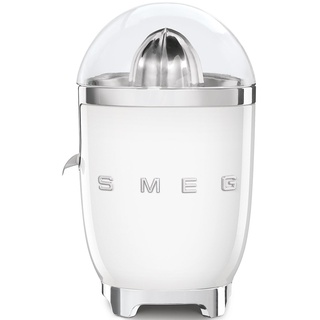 SMEG, Elektrische Zitruspresse CJF11RDEU, tropfsicherer Auslauf und Universalkegel, rutschfeste Stellfüße, Filtersieb und Presskegel aus Edelstahl, 70 W, Weiß