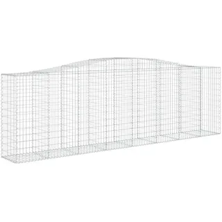 vidaXL Gabione mit Hochbogen 400x50x120/140 cm Verzinktes Eisen - Silber