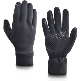 Azarxis Fahrradhandschuhe Herren, Touchscreen Handschuhe Winddicht und Rutschfest Winterhandschuhe Damen Sporthandschuhe für Laufen, Radfahren (Schwarz, S)