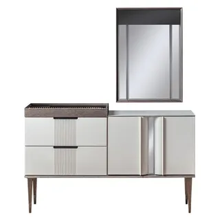 Design Schminktisch mit Spiegel Luxus Schlafzimmer Möbel 2tlg. Stil - Beige