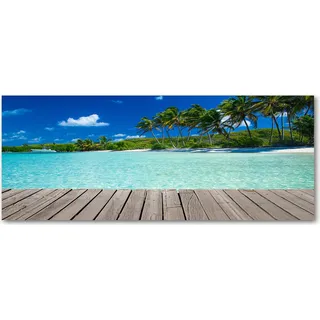 Tulup® Küchenrückwand Spritzschutz aus Glas -125x50 -Spritzschutz auf gehärtetes Glas Deko Landschaften Exotischer Strand