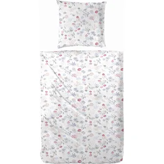 Bettwäsche PRIMERA "Primera Soft-Seersucker-Bettwäsche Blümchen", rosa, B/L: 135cm x 200cm, 1 Stk., 1 Stk., Seersucker, B/L: 80cm x 80cm, 2 Stk., Seersucker, Obermaterial: 100% Baumwolle, Bettwäsche, Bettwäsche, mit bunten Blumen