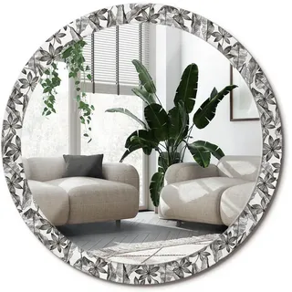 Wallfluent Spiegel Rund Ø 100 cm mit Aufdruck , Glas , 100x100x0.4 cm , Spiegel, Wandspiegel