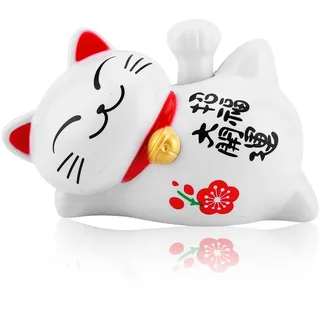 HERCHR Glückskatze Winkekatze, Solarbetriebene Kawaii Winkende Katze, Chinesische Glückskatze Lucky Cat, Asiatische Deko Winkekatze Solar, Winkend Glück Verheißend Fengshui Dekor