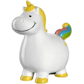 Leonardo Bambini Einhorn Spardose, Keramik Sparschwein mit Schlüssel, Geschenk für Kinder, Jungen Mädchen, 14 cm, weiß bunt, 039195