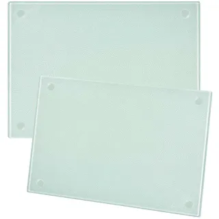 Sifxouped 2 Stück Schneidebrett Glas 28x20cm Gehärtetes ESG-Glas Schneidbrett mit Silikonfüßen, Hygienisch, Hitzebeständig Geruchsneutral, Glasplatte für Arbeitsplatte, Strukturierte Oberfläche