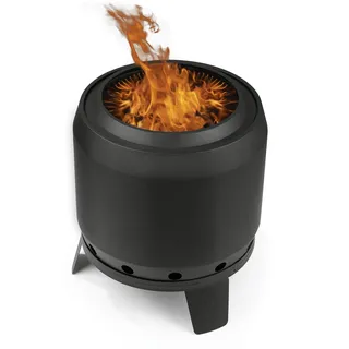LANDMANN rauchfreier Feuerkorb, klein | 360° Luftzirkulation | Besonderes Flammenspiel | Pulverbeschichteter Stahl | Ideal für gemütliche Abende | Inkl. Schürhaken [52,5 x 51,5 x 57 cm - 14,8 kg]