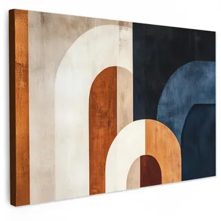 MuchoWow Leinwandbild Abstrakt - Formen - Dunkelblau Wanddeko 90x60 cm , Textil , Rechteckig , 90x60 cm , FSC 100% , gerahmt , Bilder & Rahmen, Bilder, Leinwandbilder