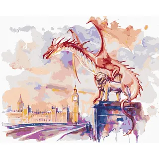 Zuty - Malen nach Zahlen - DRACHE AUF DER WESTMINSTER-BRÜCKE IN LONDON, 40x50 cm, ohne Keilrahmen