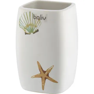 baliv Zahnputzbecher Keramik Weiß Glänzend Motiv Muschel