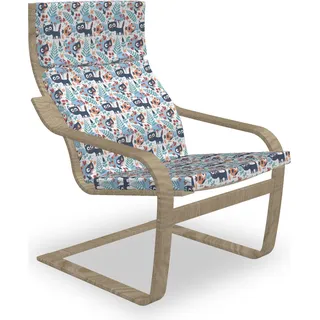 ABAKUHAUS Forest Friends Poäng Sessel Polster, Herbst Muster, Sitzkissen mit Stuhlkissen mit Hakenschlaufe und Reißverschluss, Mehrfarbig