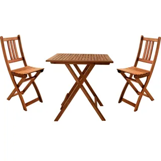 Balkonmöbel Set 3tlg Akazie Klapptisch 60 x 60 cm BLOOM - Braun