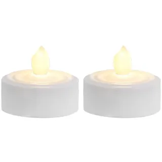 Star LED-Teelicht "T-Light", 2 Stück, flackernd inklusive Batterien, Timer Blisterpackung, 2,9 x 3,6 x 3,6 cm, weiß 068-05